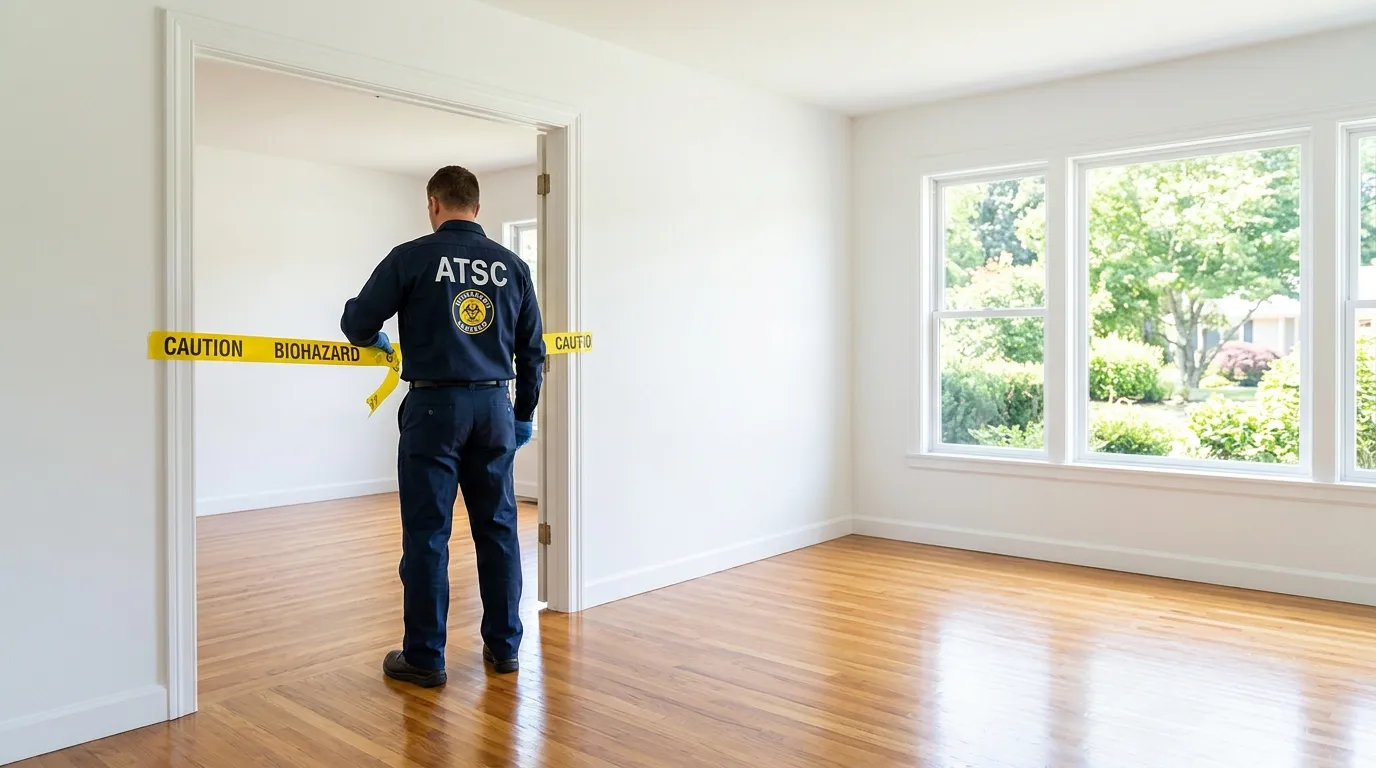 Certified biohazard cleanup crew performing Trauma Scene Cleanup in West Roxbury